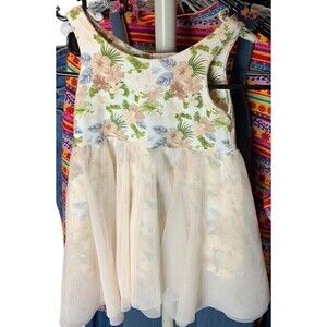 RENE Rofe Baby Dress Cream White Flower Print Sleeveless 18 Months